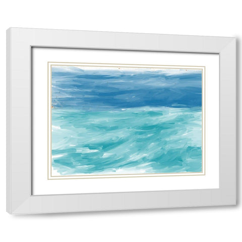 Turquoise Sea White Modern Wood Framed Art Print with Double Matting by Butcher, Sarah