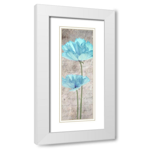 Blue Floral Panel II White Modern Wood Framed Art Print with Double Matting by Greene, Taylor