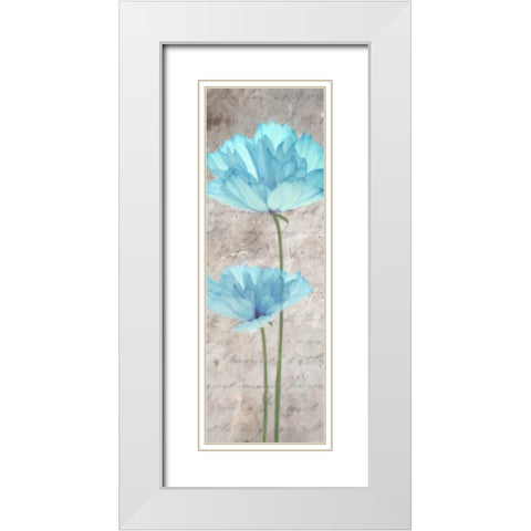 Blue Floral Panel II White Modern Wood Framed Art Print with Double Matting by Greene, Taylor