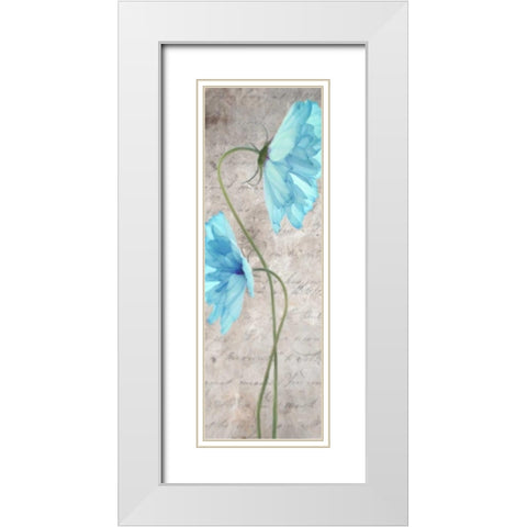 Blue Floral Panel B1 White Modern Wood Framed Art Print with Double Matting by Greene, Taylor