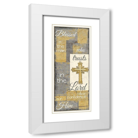Blessed is the man grey gold White Modern Wood Framed Art Print with Double Matting by Greene, Taylor