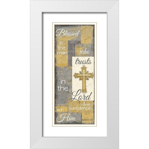 Blessed is the man grey gold White Modern Wood Framed Art Print with Double Matting by Greene, Taylor
