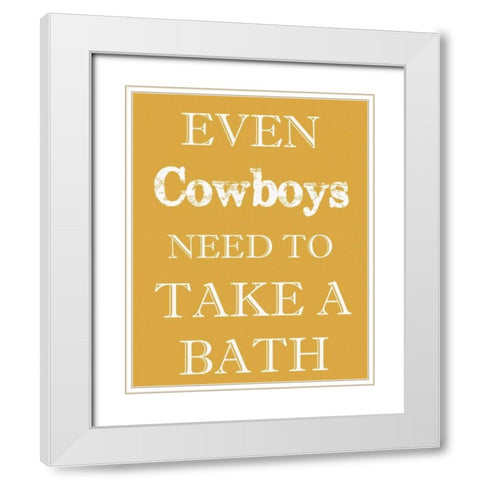 COWBOYS MUST BATHE White Modern Wood Framed Art Print with Double Matting by Greene, Taylor