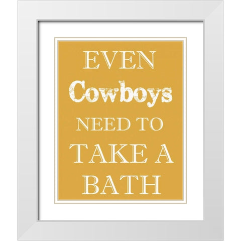 COWBOYS MUST BATHE White Modern Wood Framed Art Print with Double Matting by Greene, Taylor