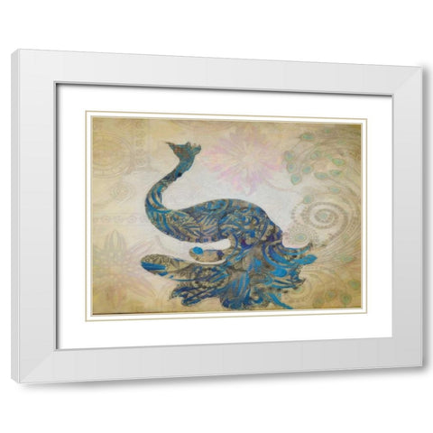 ELEGANT PEACOCK White Modern Wood Framed Art Print with Double Matting by Greene, Taylor