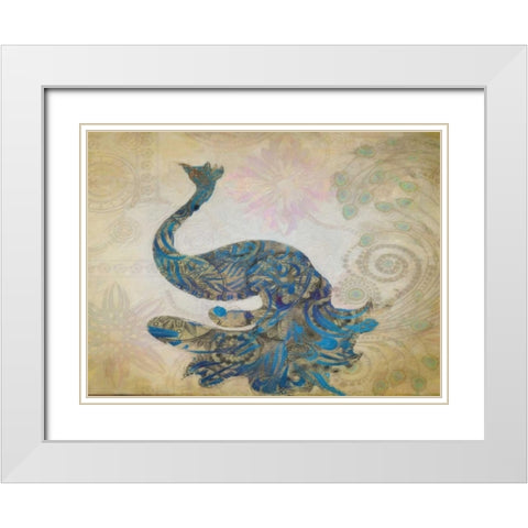 ELEGANT PEACOCK White Modern Wood Framed Art Print with Double Matting by Greene, Taylor