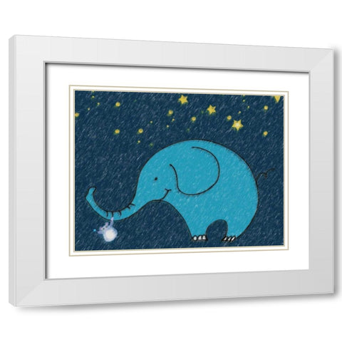 Whimsy Elephant I White Modern Wood Framed Art Print with Double Matting by Greene, Taylor