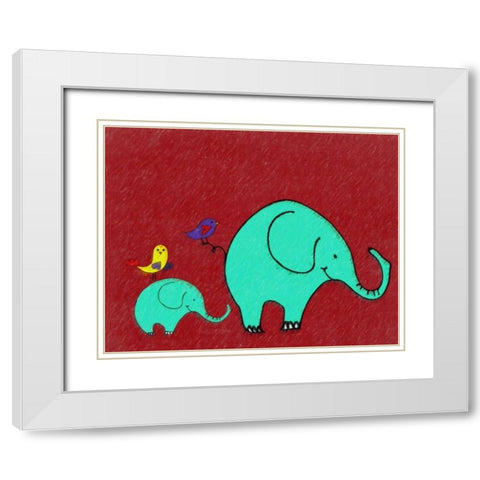Whimsy Elephant II White Modern Wood Framed Art Print with Double Matting by Greene, Taylor