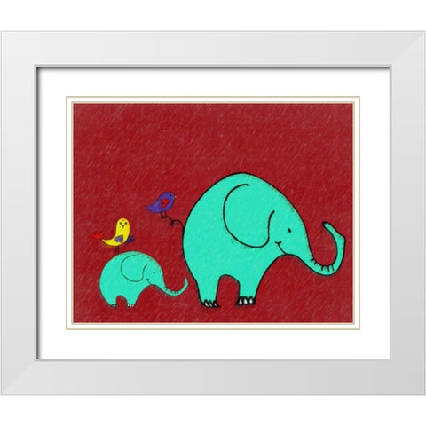 Whimsy Elephant II White Modern Wood Framed Art Print with Double Matting by Greene, Taylor