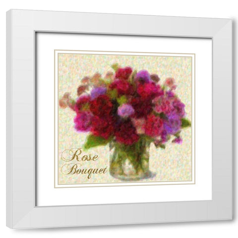 Rose Bouquet White Modern Wood Framed Art Print with Double Matting by Greene, Taylor