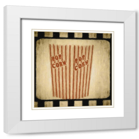 LIGHTS CAMERA ACTION_POPCORN White Modern Wood Framed Art Print with Double Matting by Greene, Taylor