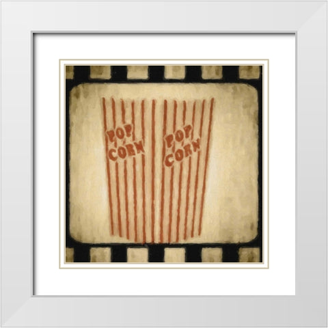 LIGHTS CAMERA ACTION_POPCORN White Modern Wood Framed Art Print with Double Matting by Greene, Taylor