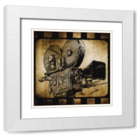 LIGHTS CAMERA ACTION_CAMERA White Modern Wood Framed Art Print with Double Matting by Greene, Taylor