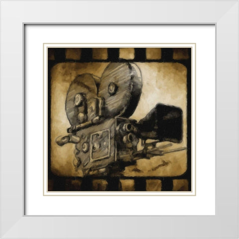 LIGHTS CAMERA ACTION_CAMERA White Modern Wood Framed Art Print with Double Matting by Greene, Taylor