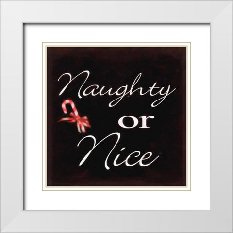 Naughty Or Nice White Modern Wood Framed Art Print with Double Matting by Greene, Taylor