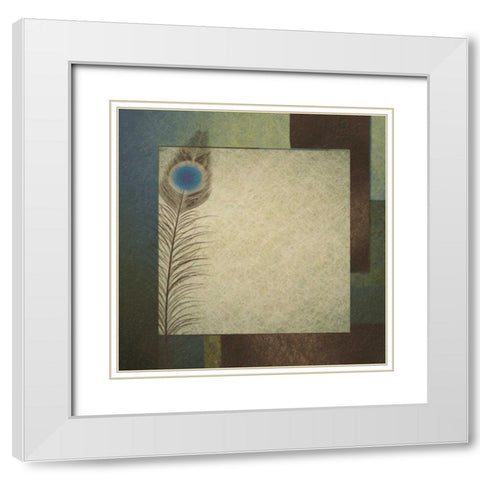 Peacock Border White Modern Wood Framed Art Print with Double Matting by Greene, Taylor