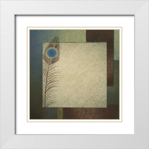 Peacock Border White Modern Wood Framed Art Print with Double Matting by Greene, Taylor
