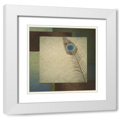 Peacock Border 2 White Modern Wood Framed Art Print with Double Matting by Greene, Taylor