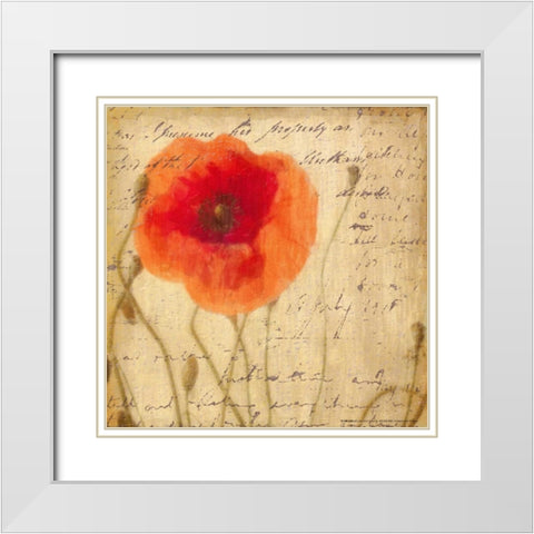 POPPY SCRIPT I White Modern Wood Framed Art Print with Double Matting by Greene, Taylor