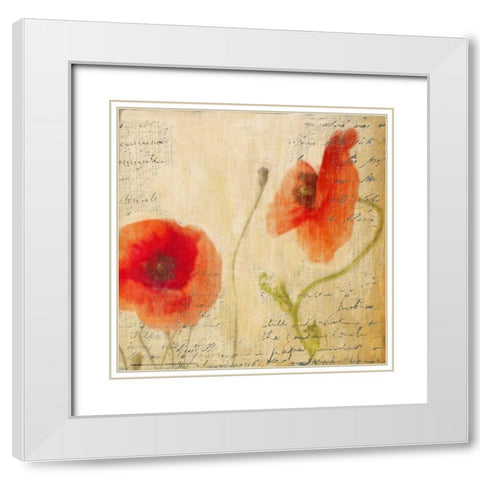 POPPY SCRIPT II White Modern Wood Framed Art Print with Double Matting by Greene, Taylor
