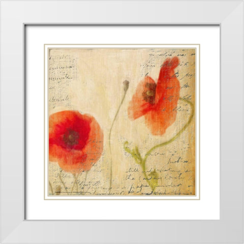 POPPY SCRIPT II White Modern Wood Framed Art Print with Double Matting by Greene, Taylor