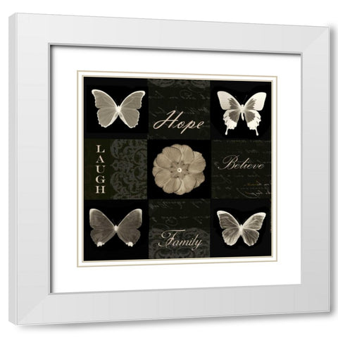 Sepia Floral 9 Patch A White Modern Wood Framed Art Print with Double Matting by Greene, Taylor