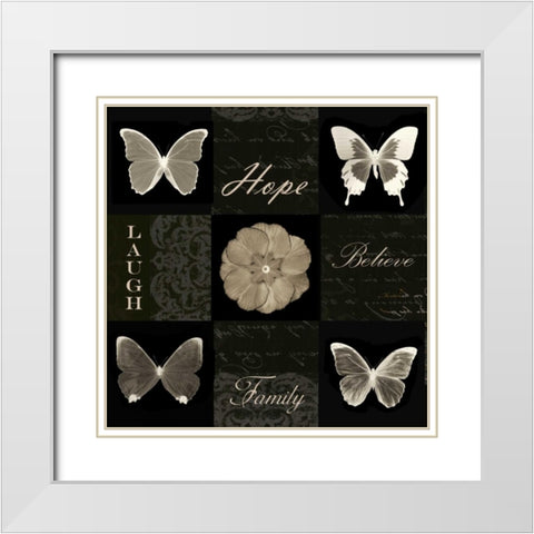 Sepia Floral 9 Patch A White Modern Wood Framed Art Print with Double Matting by Greene, Taylor