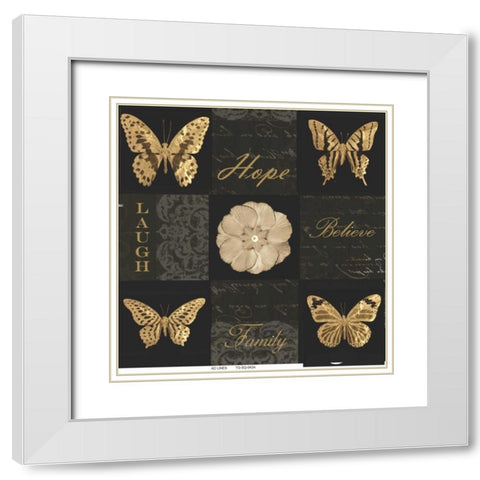 Sepia Floral 9 Patch B White Modern Wood Framed Art Print with Double Matting by Greene, Taylor