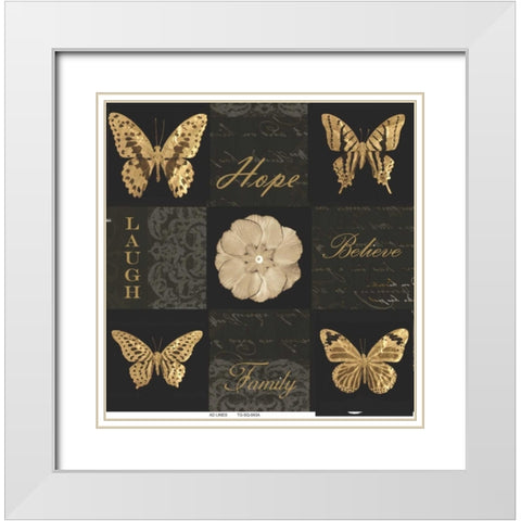 Sepia Floral 9 Patch B White Modern Wood Framed Art Print with Double Matting by Greene, Taylor