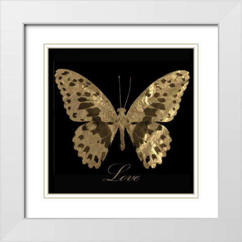 Love Gold Butterfly White Modern Wood Framed Art Print with Double Matting by Greene, Taylor