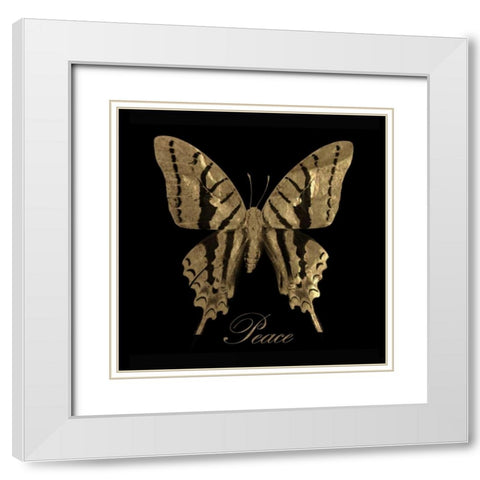 Peace Gold Butterfly White Modern Wood Framed Art Print with Double Matting by Greene, Taylor