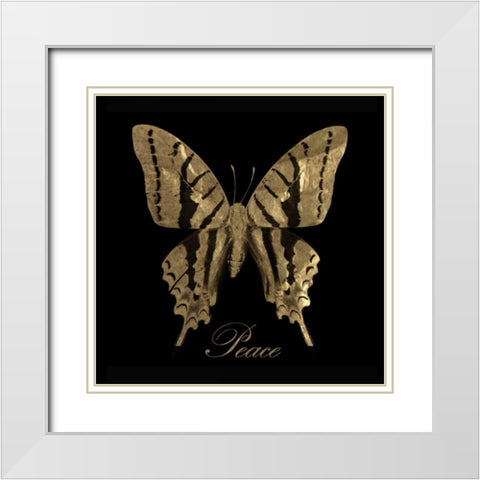 Peace Gold Butterfly White Modern Wood Framed Art Print with Double Matting by Greene, Taylor