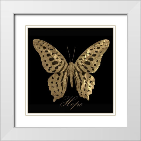 Hope Gold Butterfly White Modern Wood Framed Art Print with Double Matting by Greene, Taylor