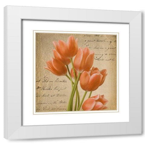 ORANGE TULIP I ON GOLD White Modern Wood Framed Art Print with Double Matting by Greene, Taylor