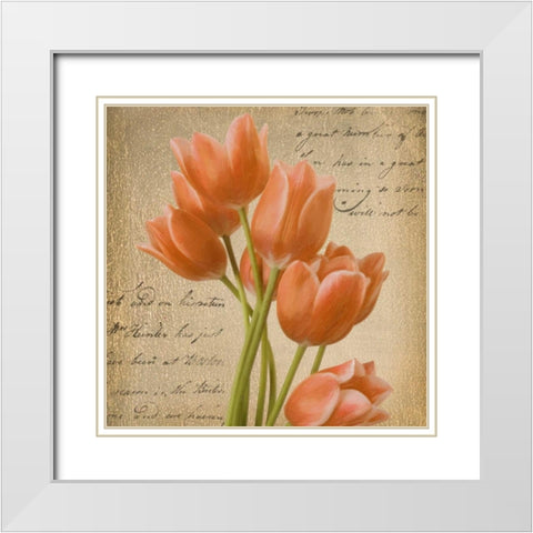 ORANGE TULIP I ON GOLD White Modern Wood Framed Art Print with Double Matting by Greene, Taylor