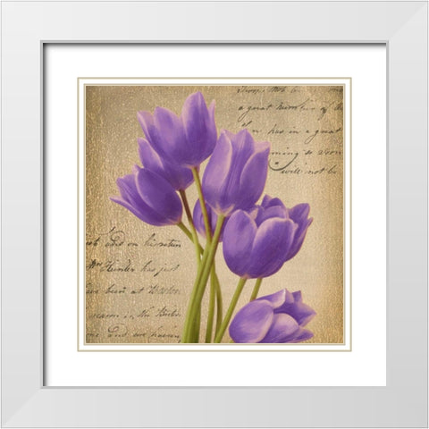 PURPLE TULIP I ON GOLD White Modern Wood Framed Art Print with Double Matting by Greene, Taylor