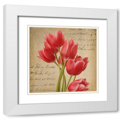 RED TULIP I ON GOLD White Modern Wood Framed Art Print with Double Matting by Greene, Taylor