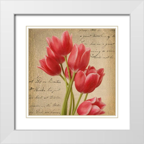RED TULIP I ON GOLD White Modern Wood Framed Art Print with Double Matting by Greene, Taylor