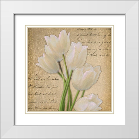 WHITE TULIP ON GOLD A White Modern Wood Framed Art Print with Double Matting by Greene, Taylor