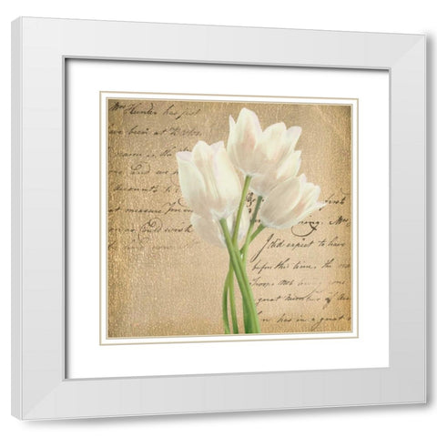 WHITE TULIP II ON GOLD B White Modern Wood Framed Art Print with Double Matting by Greene, Taylor