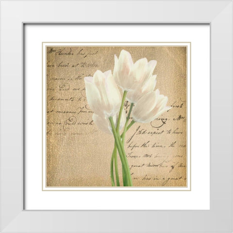 WHITE TULIP II ON GOLD B White Modern Wood Framed Art Print with Double Matting by Greene, Taylor