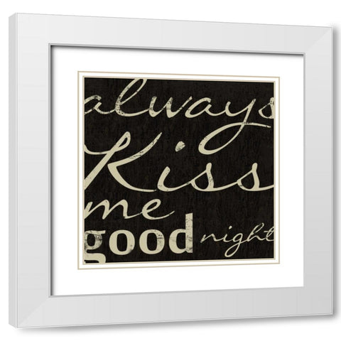 GOOD NIGHT White Modern Wood Framed Art Print with Double Matting by Greene, Taylor
