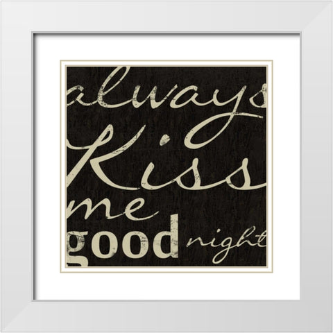 GOOD NIGHT White Modern Wood Framed Art Print with Double Matting by Greene, Taylor