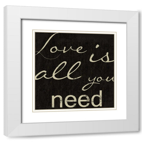 LOVE LOVE LOVE White Modern Wood Framed Art Print with Double Matting by Greene, Taylor