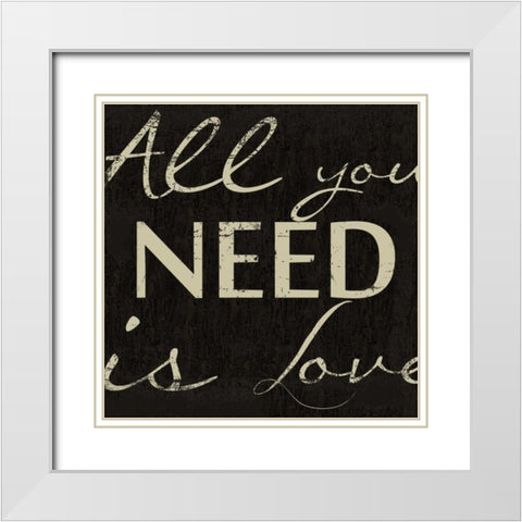 LOVE White Modern Wood Framed Art Print with Double Matting by Greene, Taylor