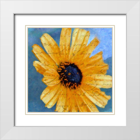 SCRIPTED WILD SUNFLOWER I White Modern Wood Framed Art Print with Double Matting by Greene, Taylor