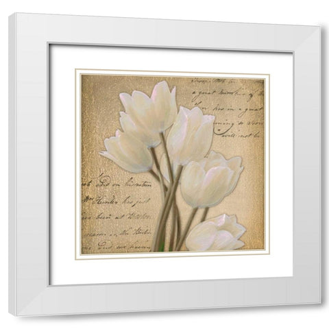 WHITE TULIP I White Modern Wood Framed Art Print with Double Matting by Greene, Taylor