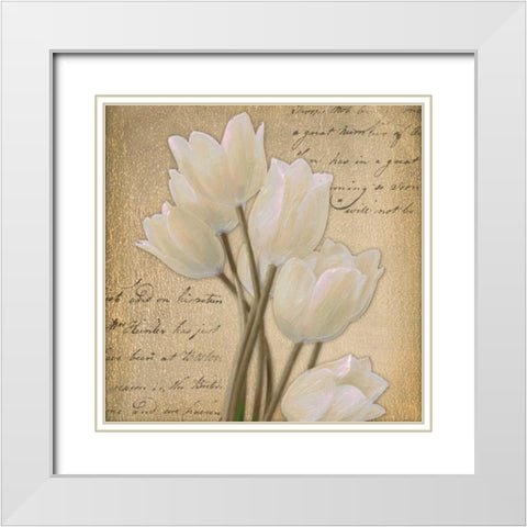 WHITE TULIP I White Modern Wood Framed Art Print with Double Matting by Greene, Taylor
