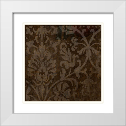 Spice Gold Damask White Modern Wood Framed Art Print with Double Matting by Greene, Taylor