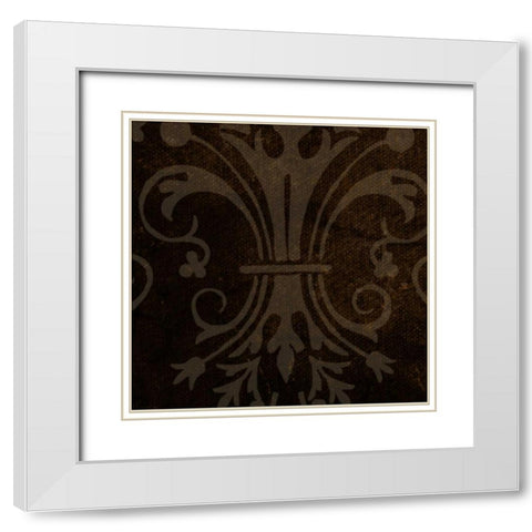 Spice Gold Damask 2 White Modern Wood Framed Art Print with Double Matting by Greene, Taylor